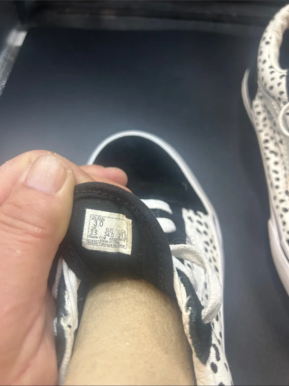 Vans Black and White Low-Top Sneakers with Speckled Sides